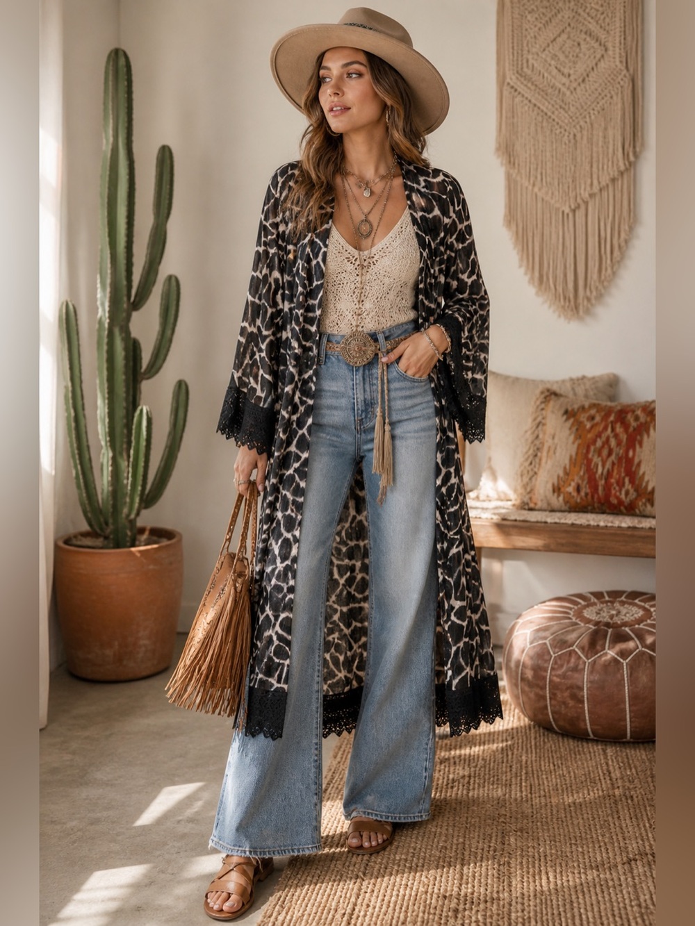 NWT Band of Gypsies Sofia duster/dress long bell sleeves s
